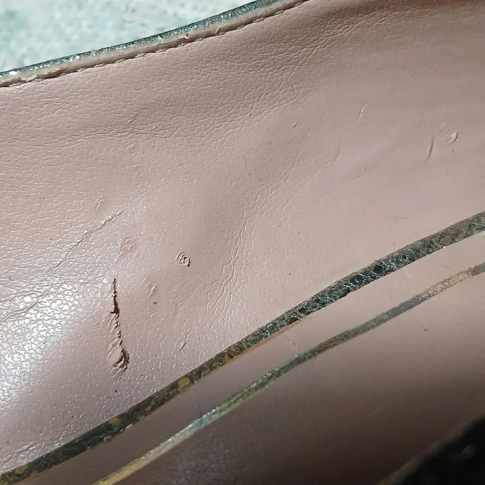 Enzo Angiolini Easamendra leather gold silver sparkle platforms Sz 10